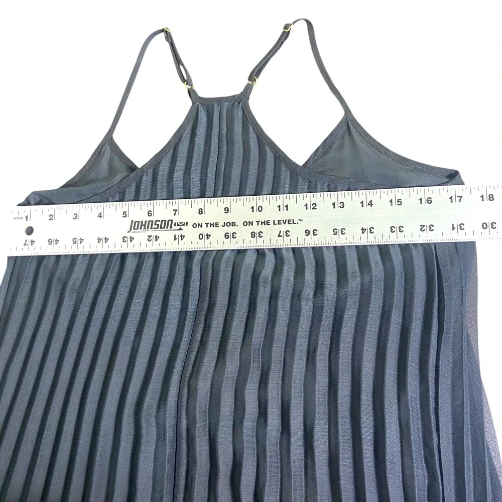 Bar III Women Black Pink Ombre Razor Back Pleated Maxi Sheer Lined Dress Size S